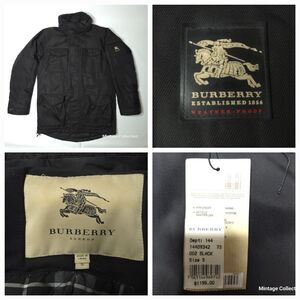BURBERRY LONDON BLACK WEATHER-PROOF MILITARY PARKA GOOSE DOWN JACKET MEN'S Sz S